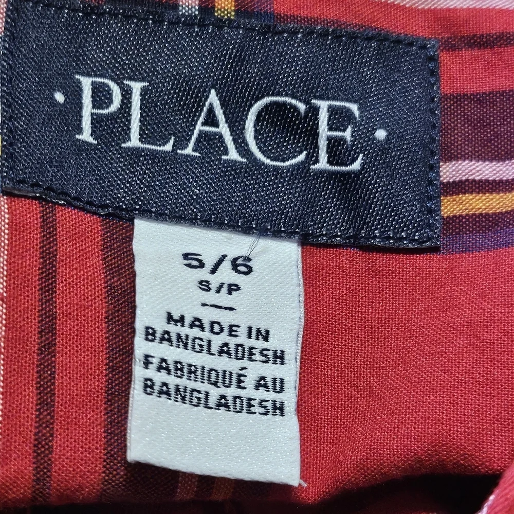 Children's Place Red Plaid Button Down shirt Size S (5/6)